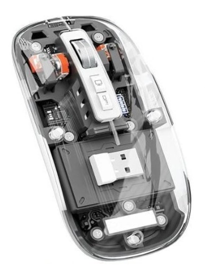 Wireless Crystal Mouse - Rechargeable Silent Mouse with Adjustable DPI Gaming Sensor - Triple-Mode Bluetooth for PC Laptops Mac Android