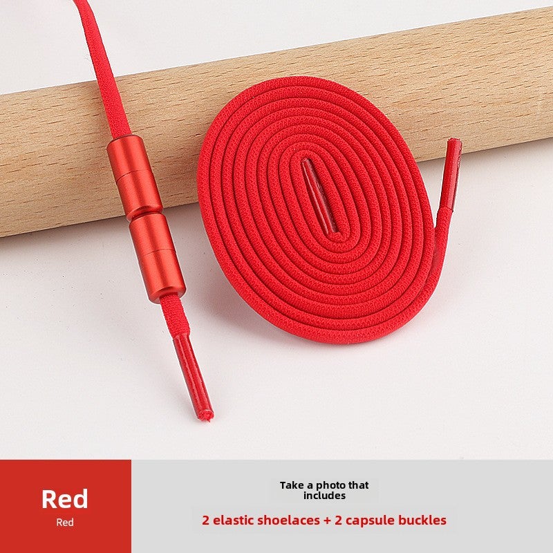 إسكدنيا Elastic No-Tie Shoelaces Colorful Metal Capsule Kids Red