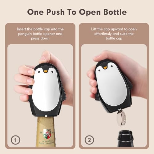 Wiratca Penguin Bottle Opener, Beer Can Opener, Magnetic Pop the Top Bottle Opener, Automatic Push Down, Perfect for Most Beer and Beverage Cans, for Home Bar Camping - Image 3