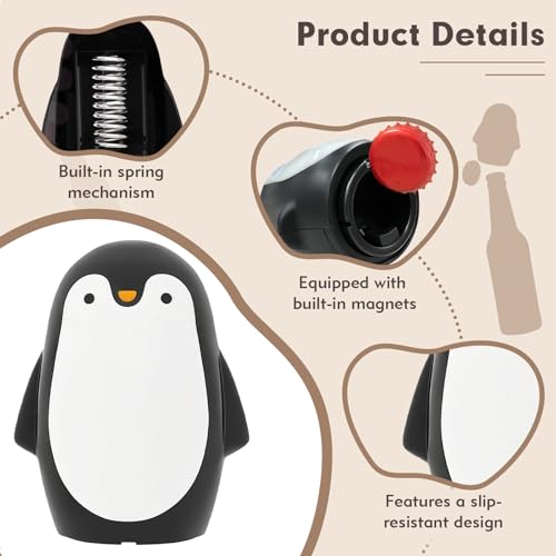 Wiratca Penguin Bottle Opener, Beer Can Opener, Magnetic Pop the Top Bottle Opener, Automatic Push Down, Perfect for Most Beer and Beverage Cans, for Home Bar Camping - Image 4