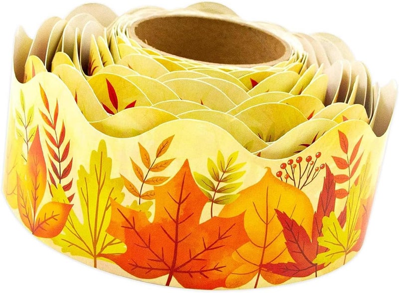 10m Bulletin Board Borders Autumn Classroom Blackboards Maple Leaves Border Trim Decoration for Poster Boards Decoration Maple Bulletin Board Autumn Trim for Poster Boards - Image 1