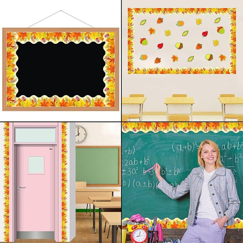 10m Bulletin Board Borders Autumn Classroom Blackboards Maple Leaves Border Trim Decoration for Poster Boards Decoration Maple Bulletin Board Autumn Trim for Poster Boards - Image 3