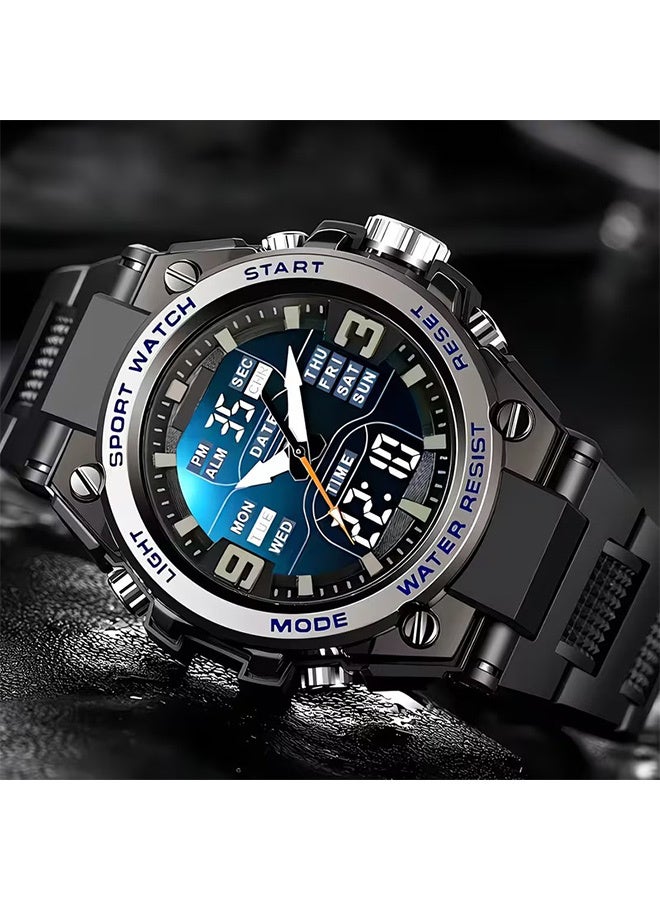 Men's Digital Quartz Watches Sports Outdoor Waterproof Watch Date Multi Function LED Alarm Stopwatch,Glow-In-The-Dark Display - Image 2