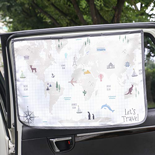 BEBEDECO Magnetic Car Sun Shade Curtain for Side Window – Sun Blocker and UV Protector for Baby, Kids, and Pets – Universal Fit with Built-in Magnets for Steel-Framed Door (WorldTravel) - Image 1
