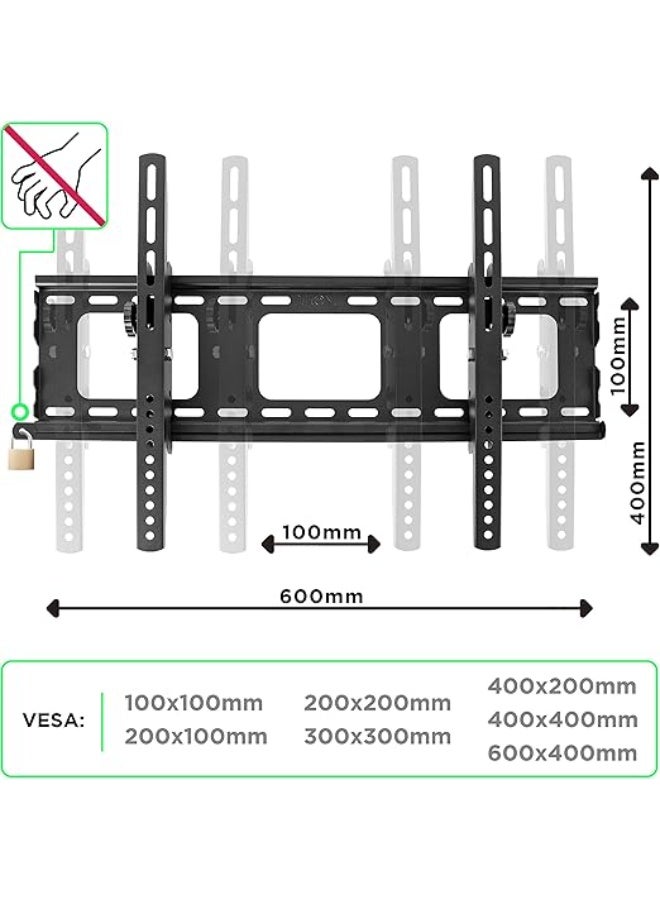 Heavy Duty Tilting TV Wall Mount for 33-65" Screens – Supports Up to 600x400mm VESA – Adjustable Tilt -12°/+6° – Secure Fixing for Flat LCD/LED/OLED/QLED TVs - Image 4