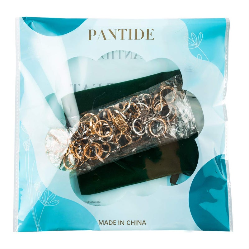 PANTIDE 67Pcs Vintage Knuckle Rings Set Stackable Finger Midi Rings for Women Bohemian Hollow Carved Flowers Gold & Silver Crystal Joint Circlet with Storage Bag - Image 4