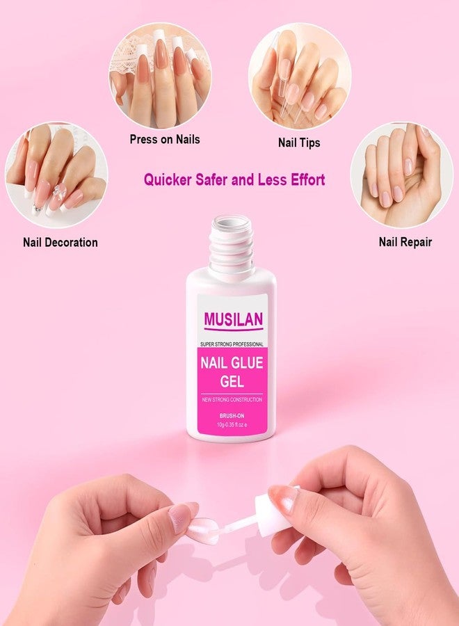 MUSILAN New Upgrade Nail Glue and Glue Remover Kit,Super Strong Nail Glue Gel for Press On Acrylic Nails Tips and Quickly Nail Glue Removes for Fake Nail Remover,Long Lasting Fake Acrylic Nails Glue Gel Kit - Image 5