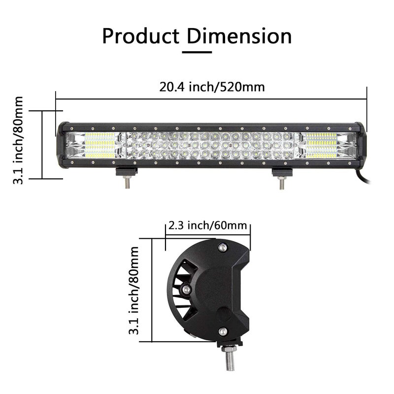 SKYWORLD LED Bar 4x4, 51 cm 288 W LED Work Light Bar 12 V Con Wiring Beam Ramp LED Headlights LED Headlamp for Car, Tractor, Truck, Quad, Vehicle, Boat - Image 2