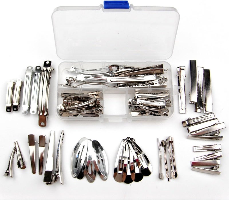 ALL in ONE DIY Hair Clip Kit Assorted Size  Design  18 Pieces Alligator French Style Barrette Snap Bobby Pin  Container