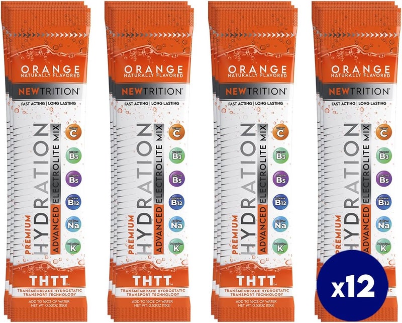Newtrition Hydration Powder Electrolyte Powder Packets Naturally Flavored Hydrating Packets for Water Fast Acting Electrolytes with Vitamins 12 Orange - Image 1