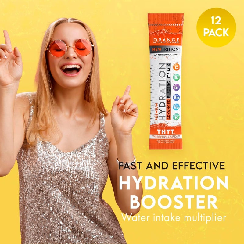 Newtrition Hydration Powder Electrolyte Powder Packets Naturally Flavored Hydrating Packets for Water Fast Acting Electrolytes with Vitamins 12 Orange - Image 3