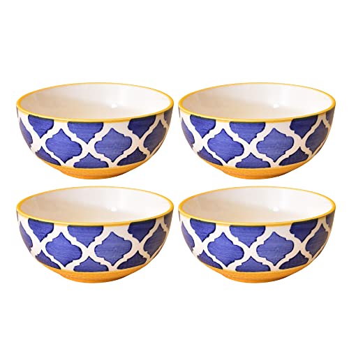 Kunhar Ceramic Hand Painted Dessert Bowls - 200 Ml, 4 Pieces, Yellow - Image 1