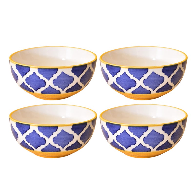 Kunhar Ceramic Hand Painted Dessert Bowls - 200 Ml, 4 Pieces, Yellow - Image 5