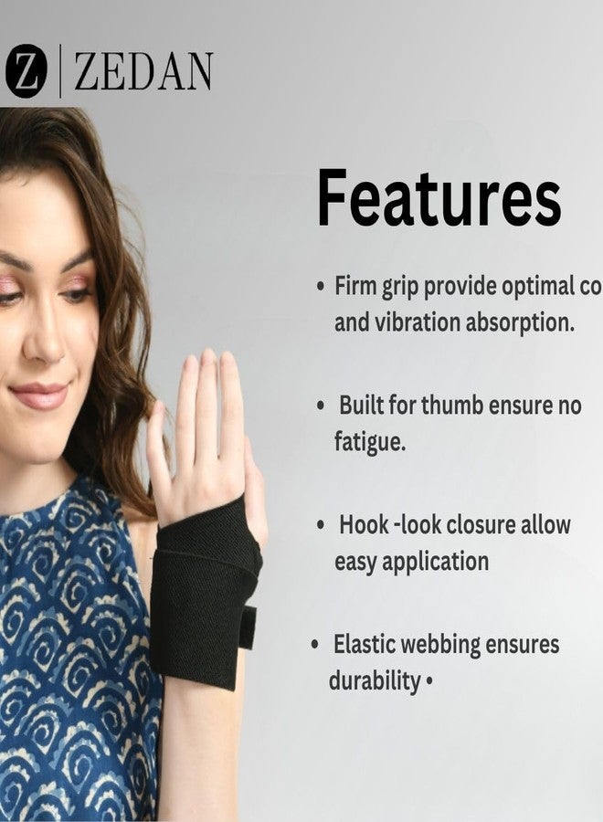 ZEDAN Elastic Blend Arthritis Wrist Band Support For Men & Women With Thumb Sports Injuries | Hand Support, Brace For Pain Relief Supporter Fit Right Left Hands, Free Size (Black) - Image 3