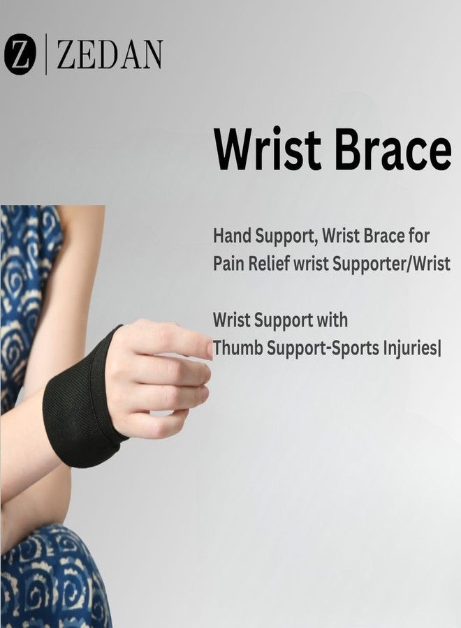 ZEDAN Elastic Blend Arthritis Wrist Band Support For Men & Women With Thumb Sports Injuries | Hand Support, Brace For Pain Relief Supporter Fit Right Left Hands, Free Size (Black) - Image 4