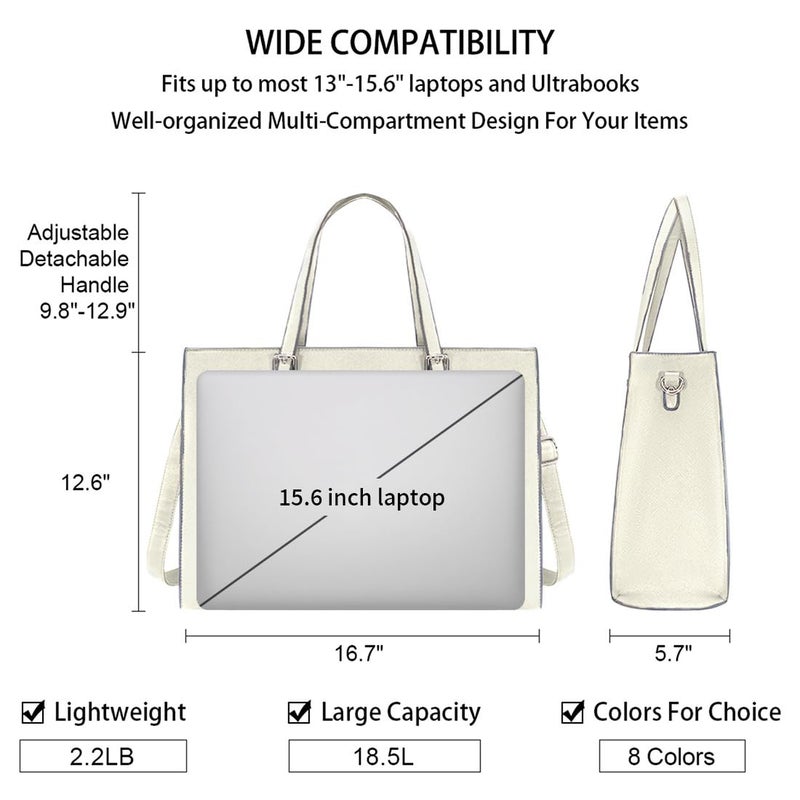 NUBILY Laptop Bag for Women Waterproof Lightweight Leather 15.6 Inch Computer Tote Bag Business Office Briefcase Large Capacity Handbag Shoulder Bag Professional Office Work Bag - Image 3
