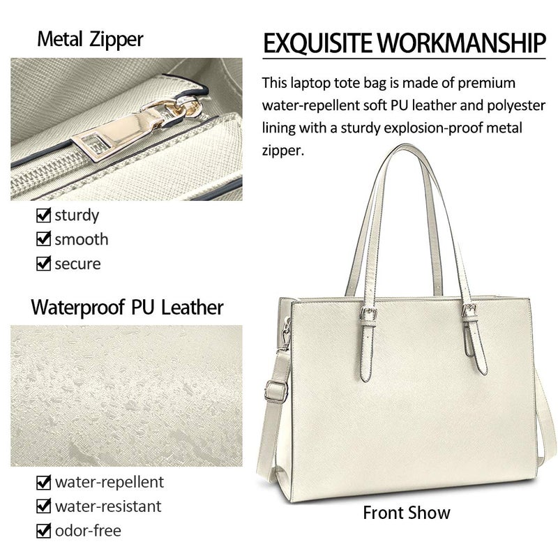 NUBILY Laptop Bag for Women Waterproof Lightweight Leather 15.6 Inch Computer Tote Bag Business Office Briefcase Large Capacity Handbag Shoulder Bag Professional Office Work Bag - Image 2