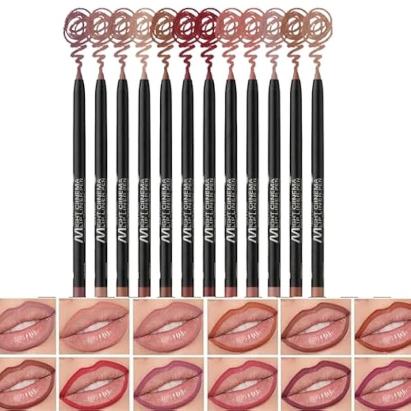 12 Colors High Pigmented Smooth Lip Liner Set, Long Lasting Fade Resistant Lip Pencil, Smudge-proof & Waterproof Red Nude Matte Velvet Lipstick Pen - Image 5