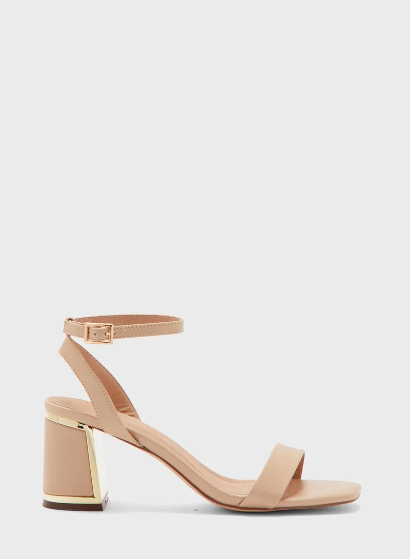 Truffle Ankle Strap Block Heel Sandal