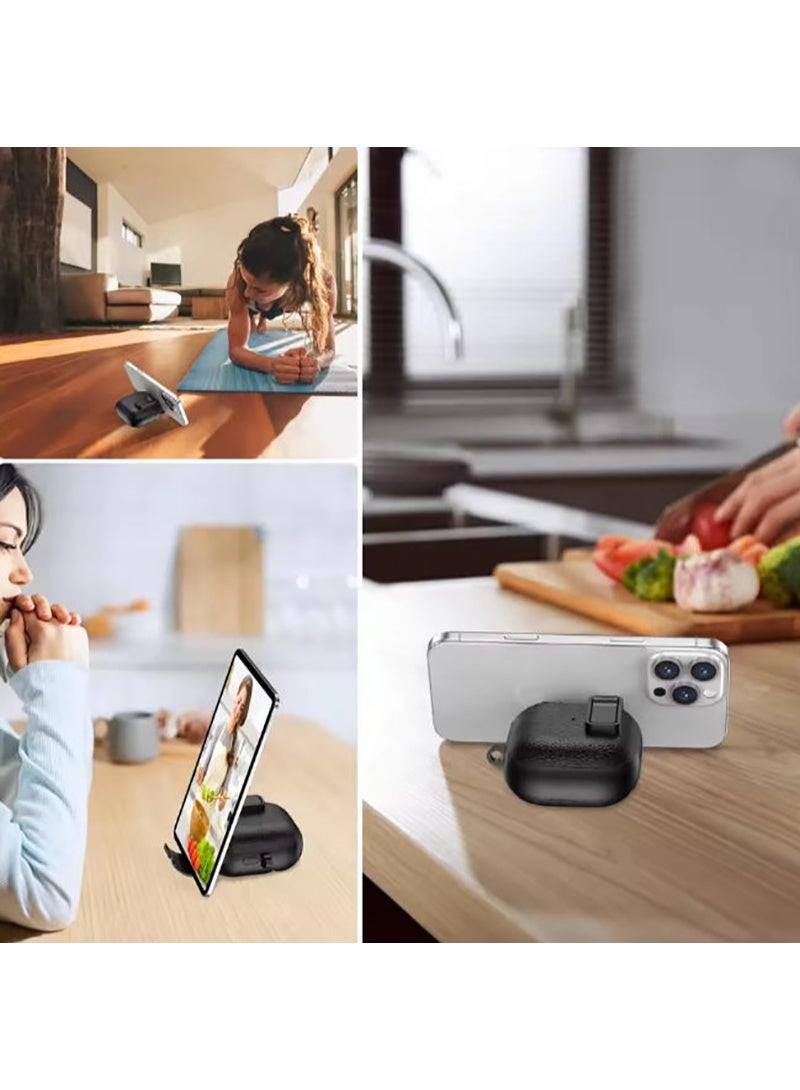 QIRG for Huawei FreeClip 2 Case with Phone Stand, Full Body Drop Protection Cover Automatic Snap Switch Lock Design with Carabiner Keychain Headphone Cases for Huawei FreeClip 2 (Black) - Image 5