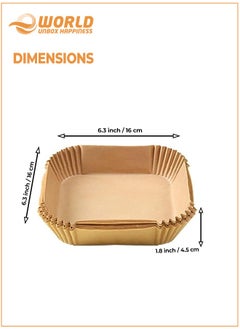 Eworld Set of 100 Air Fryer Disposable Paper Liners, Square Waterproof Baking Parchment Paper for Air Fryer, Oven, and Microwave, Convenient for Baking, Roasting, and More  - Image 2