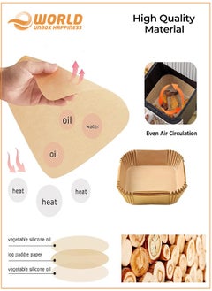 Eworld Set of 100 Air Fryer Disposable Paper Liners, Square Waterproof Baking Parchment Paper for Air Fryer, Oven, and Microwave, Convenient for Baking, Roasting, and More  - Image 4
