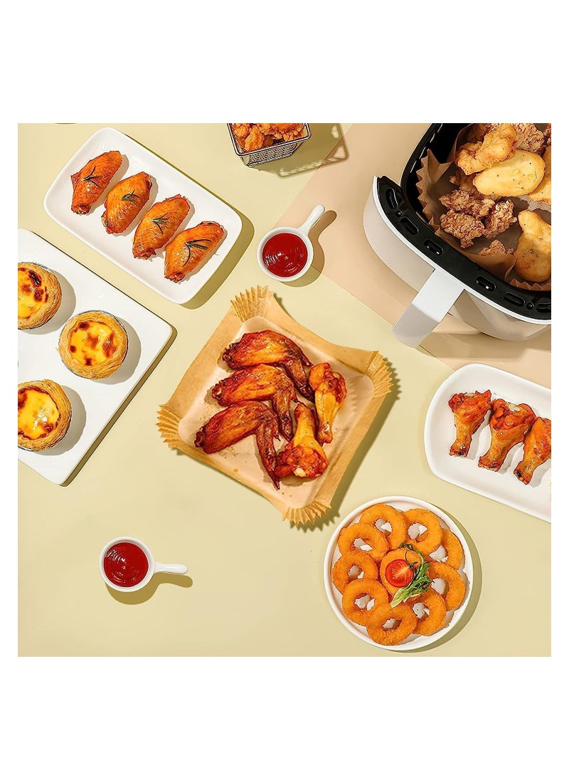 Eworld - Set of 100 Air Fryer Disposable Paper Liners, Square Waterproof Baking Parchment Paper for Air Fryer, Oven, and Microwave, Convenient for Baking, Roasting, and More - Image 1