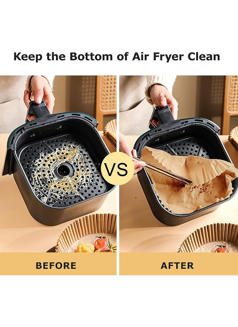 Eworld - Set of 100 Air Fryer Disposable Paper Liners, Square Waterproof Baking Parchment Paper for Air Fryer, Oven, and Microwave, Convenient for Baking, Roasting, and More - Image 1