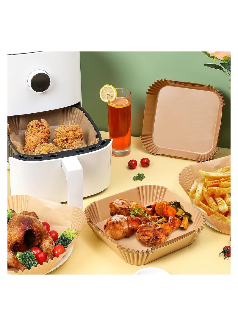 Eworld - Set of 100 Air Fryer Disposable Paper Liners, Square Waterproof Baking Parchment Paper for Air Fryer, Oven, and Microwave, Convenient for Baking, Roasting, and More - Image 1