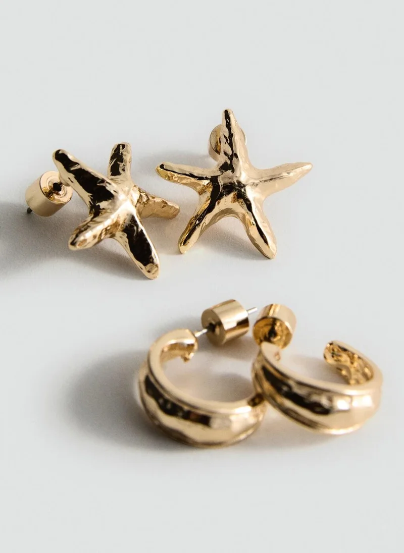 MANGO Set Of Combined Textured Earrings
