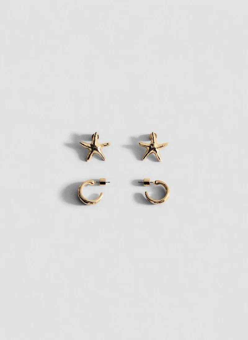 MANGO Set Of Combined Textured Earrings