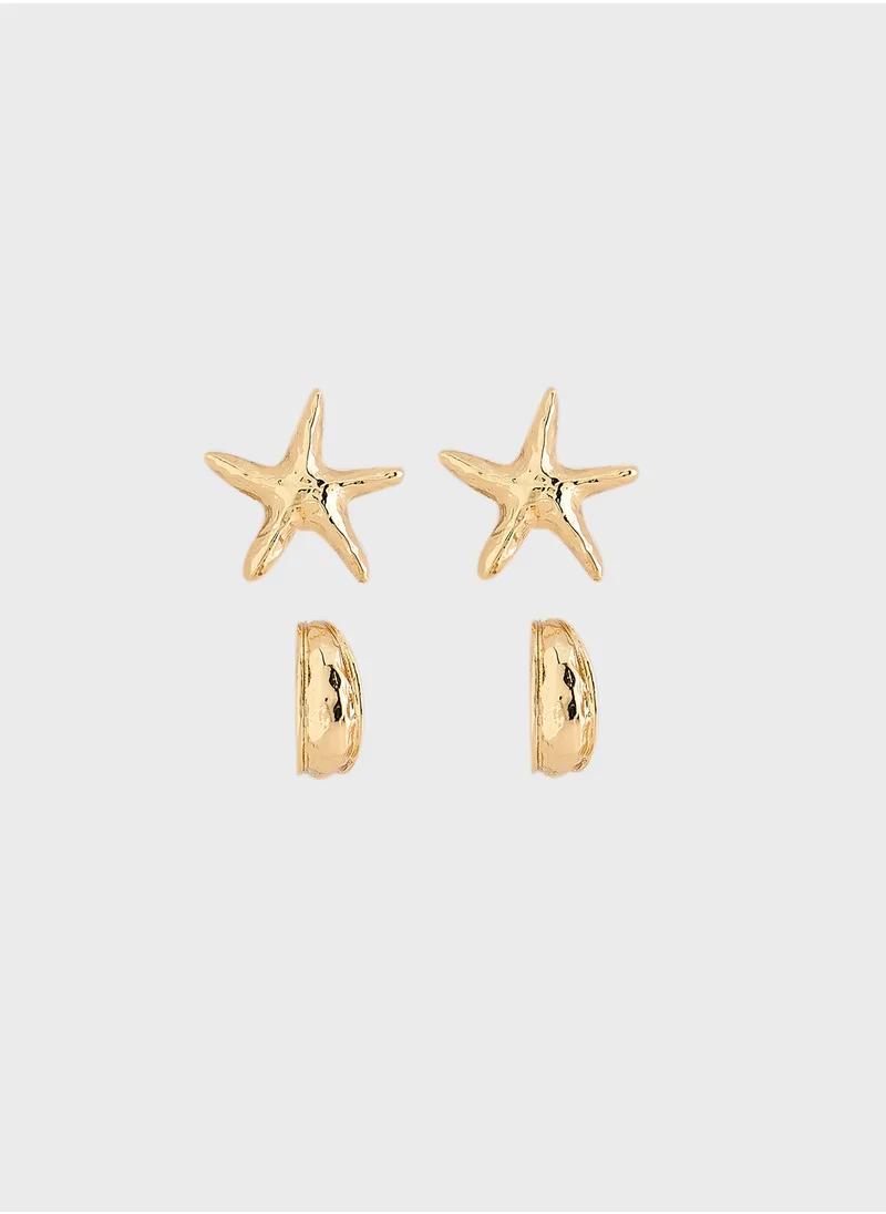 MANGO Set Of Combined Textured Earrings