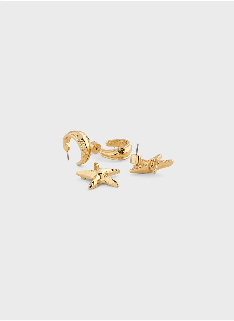 MANGO Set Of Combined Textured Earrings