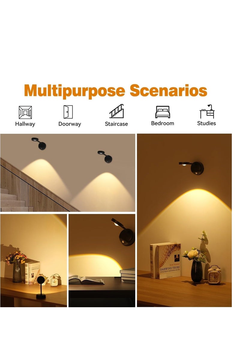 فلوشرينيك مصباح LED مزود بمستشعر حركة على شكل عين قطة، مثبت على الحائط، قابل للتثبيت على الشاشة، إضاءة مميزة، قابل للتعتيم، قابل للدوران 360 درجة، قابل لإعادة الشحن، مناسب للوحات الفنية - Image 4