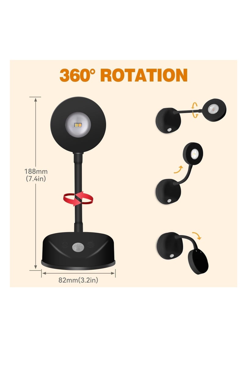 فلوشرينيك مصباح LED مزود بمستشعر حركة على شكل عين قطة، مثبت على الحائط، قابل للتثبيت على الشاشة، إضاءة مميزة، قابل للتعتيم، قابل للدوران 360 درجة، قابل لإعادة الشحن، مناسب للوحات الفنية - Image 3
