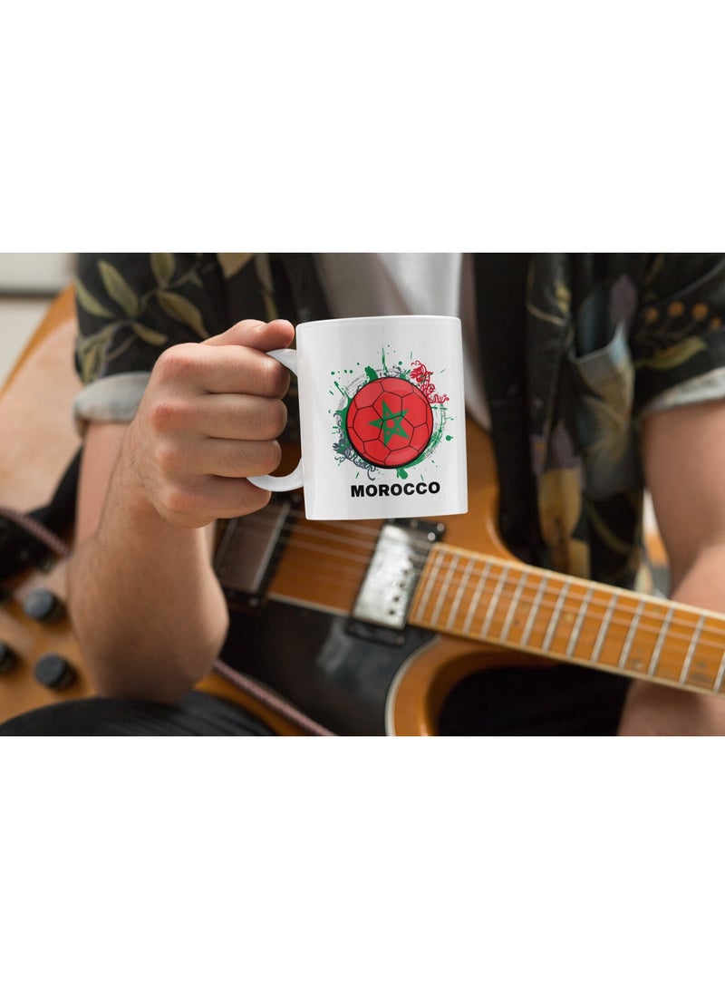 RYN Morocco Soccer Flag Design White Coffee Mug - Image 2