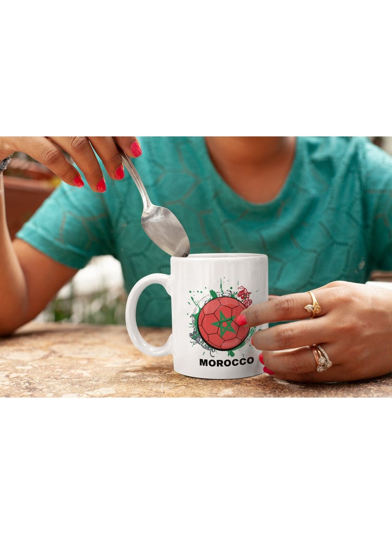 RYN Morocco Soccer Flag Design White Coffee Mug - Image 1