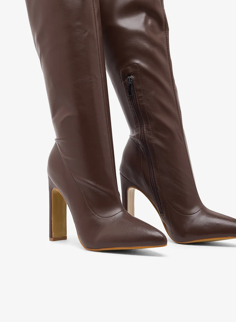 ELLA Pointed Toe Stiletto Heel Knee Boots