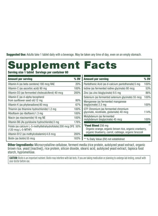 MegaFood Women's 55+ One Daily - Multivitamin with B, C & D vitamins, Folate, Biotin - Non-GMO, Gluten-Free, Vegetarian, & Made without Dairy and Soy - 60 Tabs  - Image 4