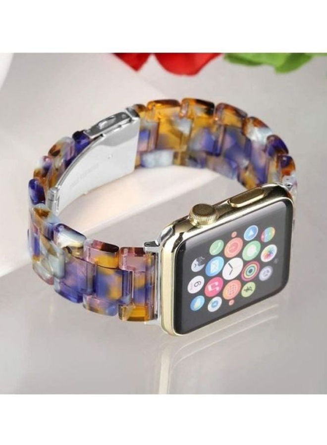 Loquat Marble Resin Bracelet Band For Apple Watch SE Series 42/44mm Blue/Gold/Silver - Image 5