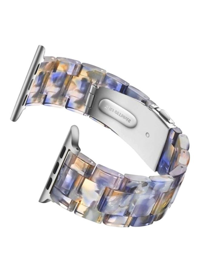 Loquat Marble Resin Bracelet Band For Apple Watch SE Series 42/44mm Blue/Gold/Silver - Image 3