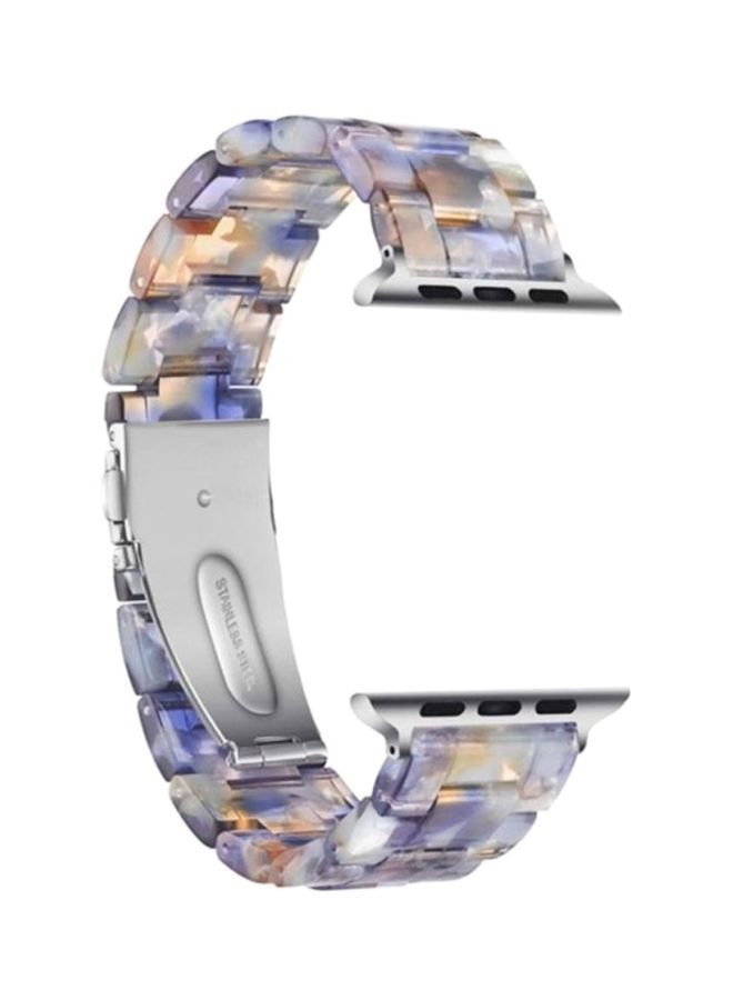Loquat Marble Resin Bracelet Band For Apple Watch SE Series 42/44mm Blue/Gold/Silver - Image 2