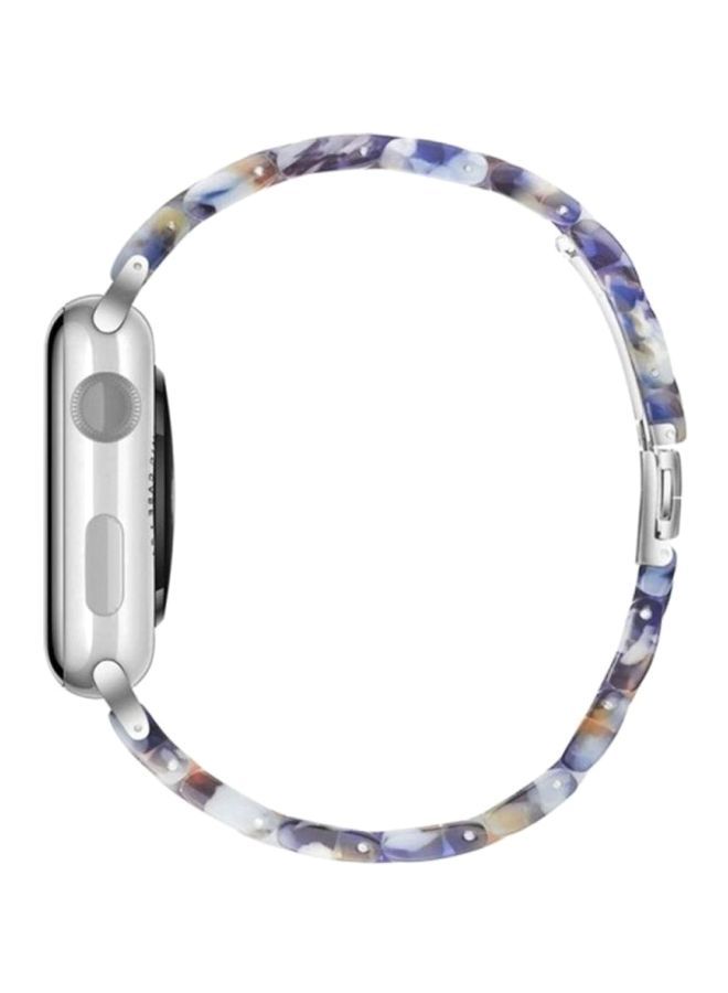 Loquat Marble Resin Bracelet Band For Apple Watch SE Series 42/44mm Blue/Gold/Silver - Image 4