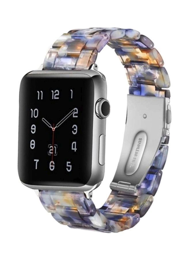 Loquat Marble Resin Bracelet Band For Apple Watch SE Series 42/44mm Blue/Gold/Silver - Image 1