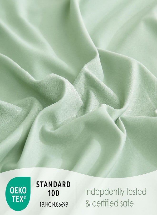 JSD Sage Green Twin Sheet Set with Side Pocket Corner Straps, 3 Piece Soft Kids Microfiber Bed Sheets Extra Deep Pocket - Image 4
