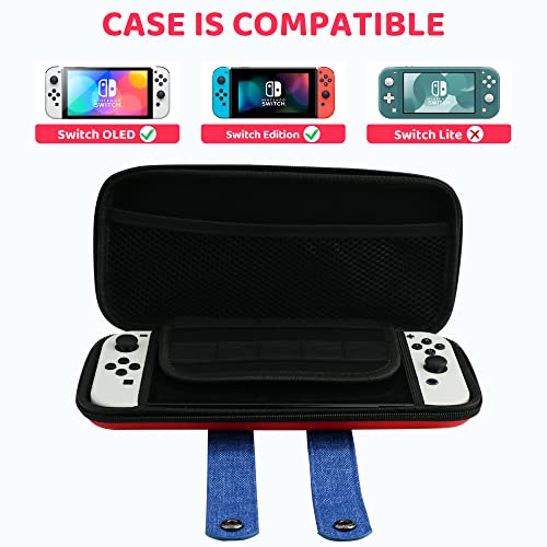 GLDRAM Theme for Mario Carrying Case Compatible with Nintendo Switch & OLED Molde, Portable Accessories Kit with Shockproof Switch Travel Storage Protector, 12 Slots Game Card Case & 2 Thumb Grip Caps - Image 4