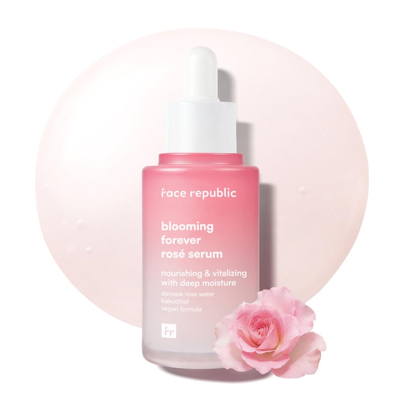 Face Republic Blooming Forever Ros Serum 45ml 152 fl oz  Damask Rose Bakuchiol  Revitalizing  Rejuvenating  Wrinkle Care  Firm and Elastic Skin  Vegan Korean Skincare