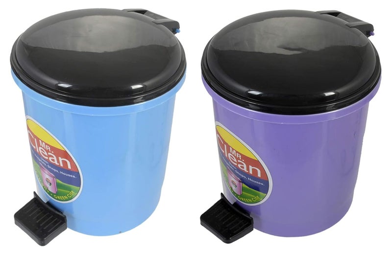 Kuber Industries Kuber Industries 2 Pieces Table Top Desk Garbage Dustbin Trash for Office Home Work Place2 LTRBlue Purple  - Image 1