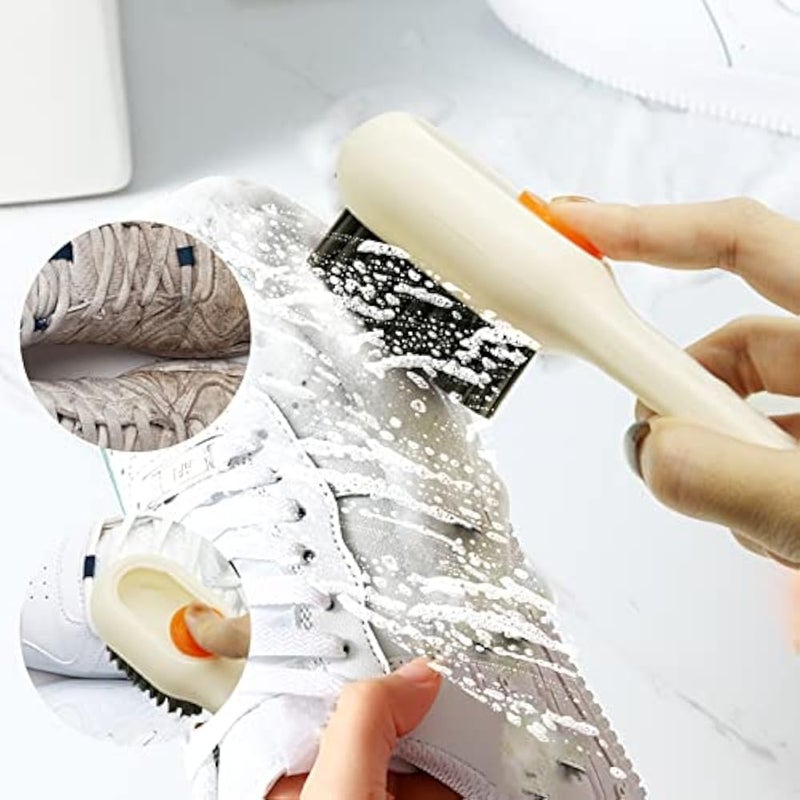 2Pcs Multifunctional Liquid Shoe Cleaning Brush with Soap Dispenser, Shoe Laundry Brush Scrub Brushes for Cleaning, Soft Bristle Cleaning Brushes for Household Use Bathroom Kitchen (Green, White) - Image 5