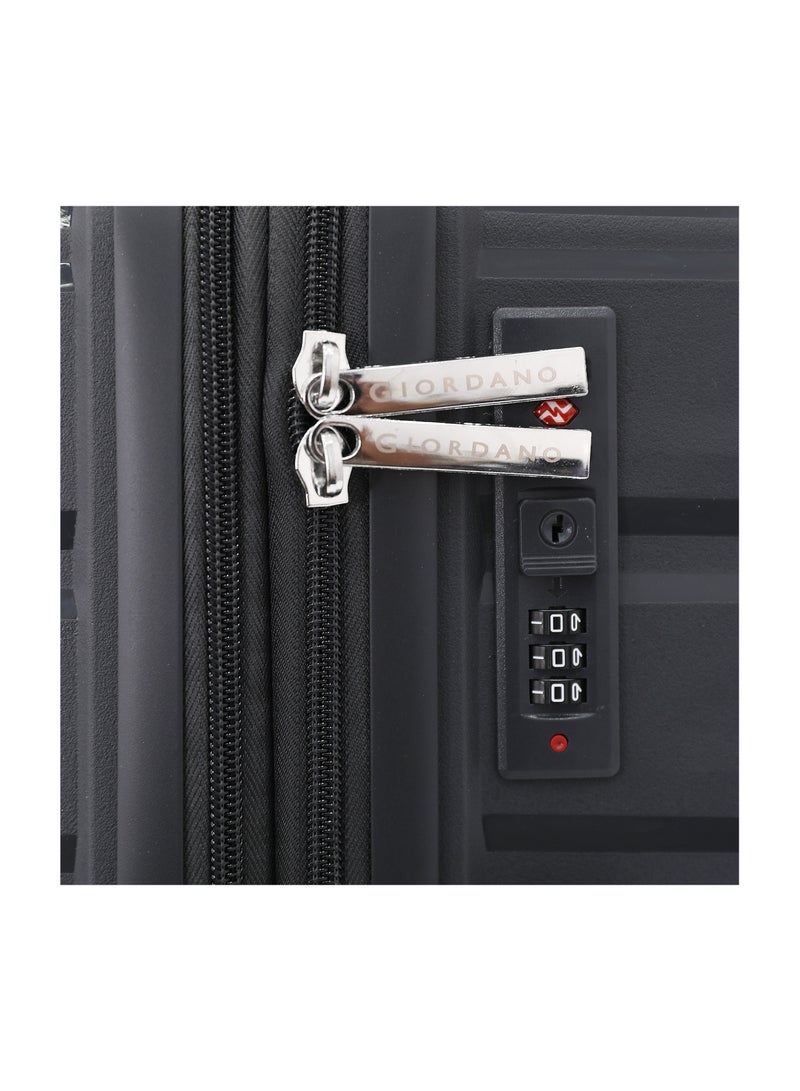 GIORDANO Durable PP Hard Shell Luggage Trolley Bag 3 Pieces Set,Dark grey (S-20,M-24,L-28 Inch) - Image 3